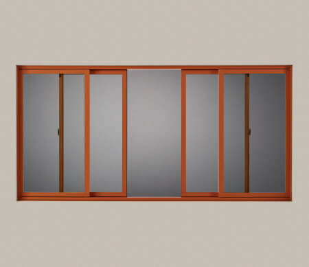 VistaLuxe Complementary quad sliding window with Pumpkin Spice exterior finish.